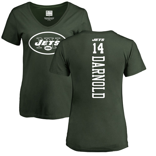 New York Jets Green Women Sam Darnold Backer NFL Football #14 T Shirt